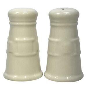 Longaberger Woven Traditions Pottery IVORY Salt and Pepper Set USA-RARE